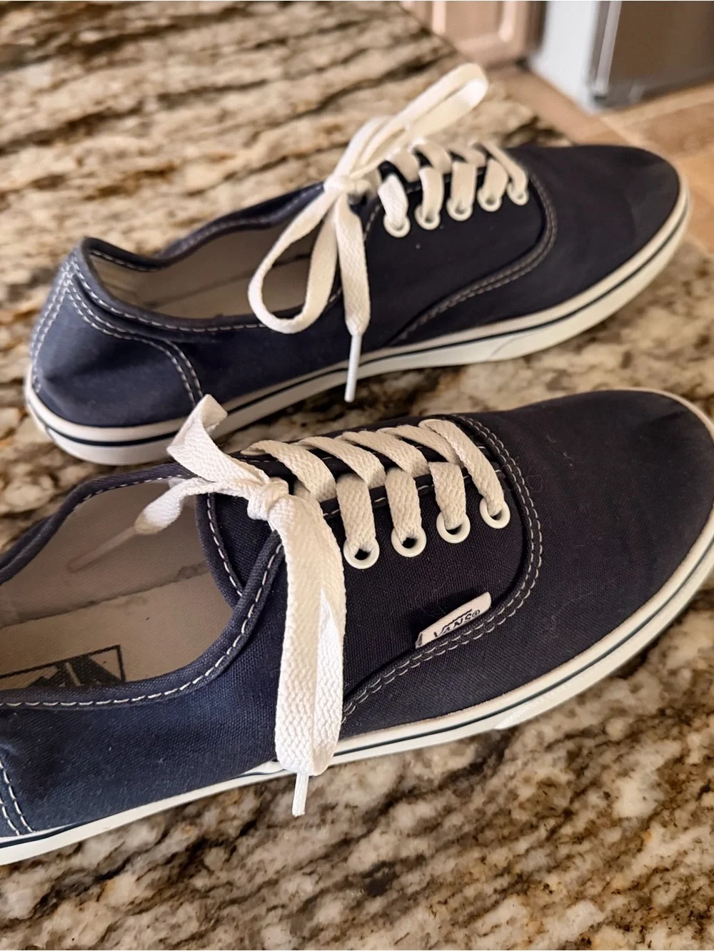 VANS Women’s Size 8.5 Blue With White Soles Lace Up Canvas Sneakers